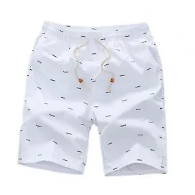 2022 Summer New Shorts Men Mid Rise Fish Bone Print Men Shorts Loose Drawstring Pockets Short Pants Bottoms High Quality Shorts