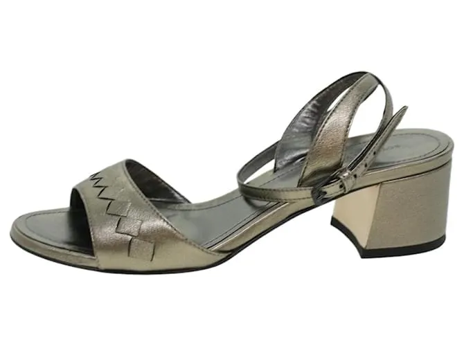 Autre Marque BOTTEGA VENETA Tacones Altos Piel Plata Auth 43791 