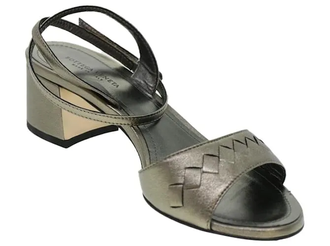 Autre Marque BOTTEGA VENETA Tacones Altos Piel Plata Auth 43791 