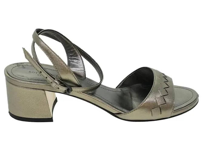 Autre Marque BOTTEGA VENETA Tacones Altos Piel Plata Auth 43791 