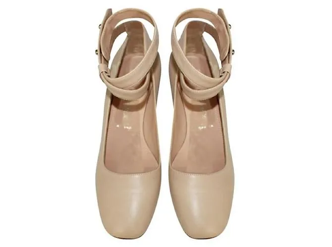 Autre Marque Sandalias Anteprima de Punta Redonda Beige con Tacones Plateados 