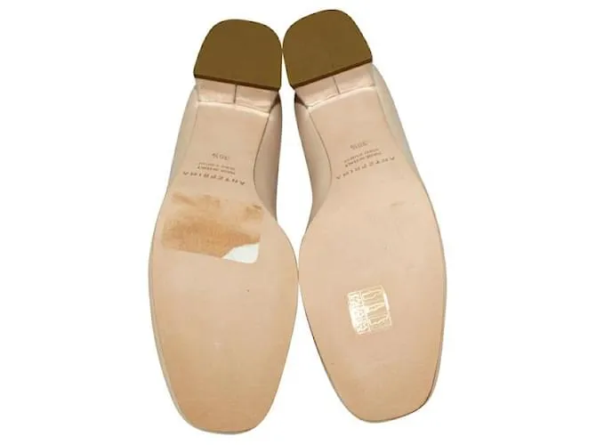 Autre Marque Sandalias Anteprima de Punta Redonda Beige con Tacones Plateados 