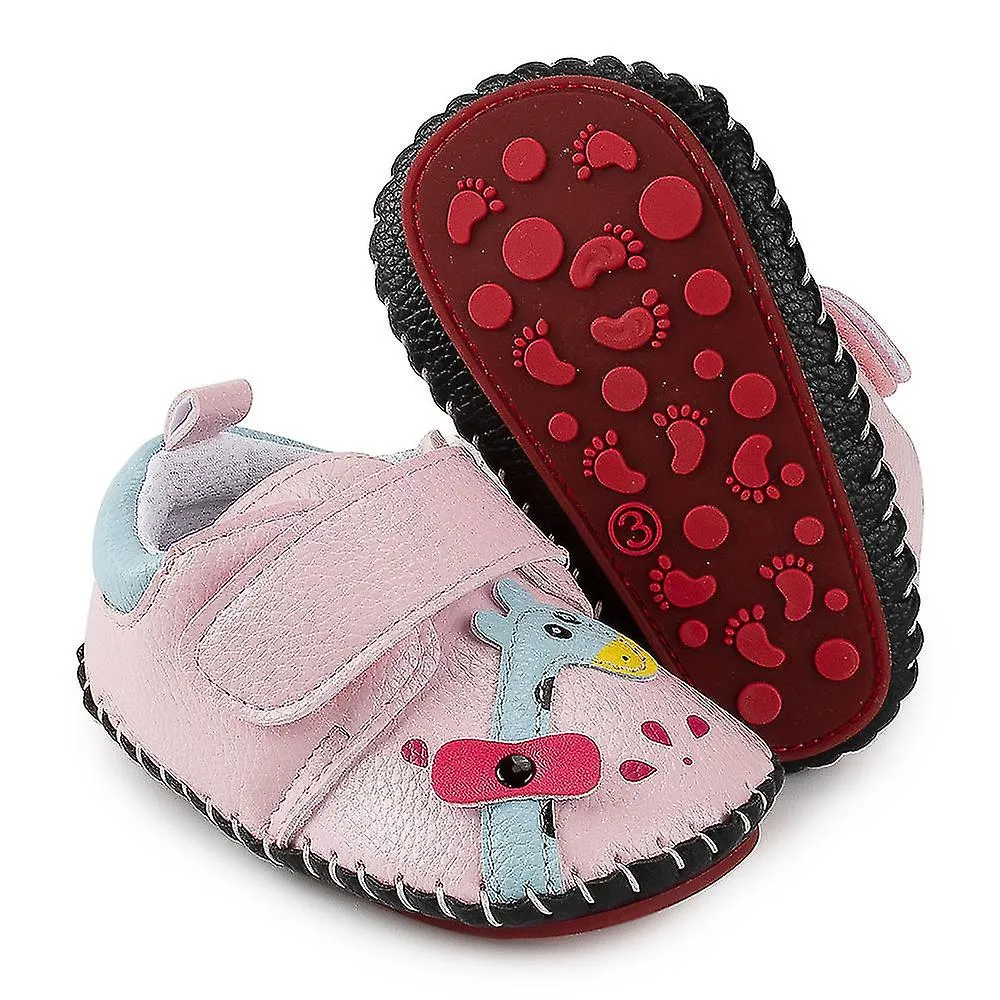 Baby Shoes Girls Boys Toddler Shoes Pu Leather Hard Sole Walking Sneakers Baby Rubber Soles Newborn Cartoon Beginner Walking Sho