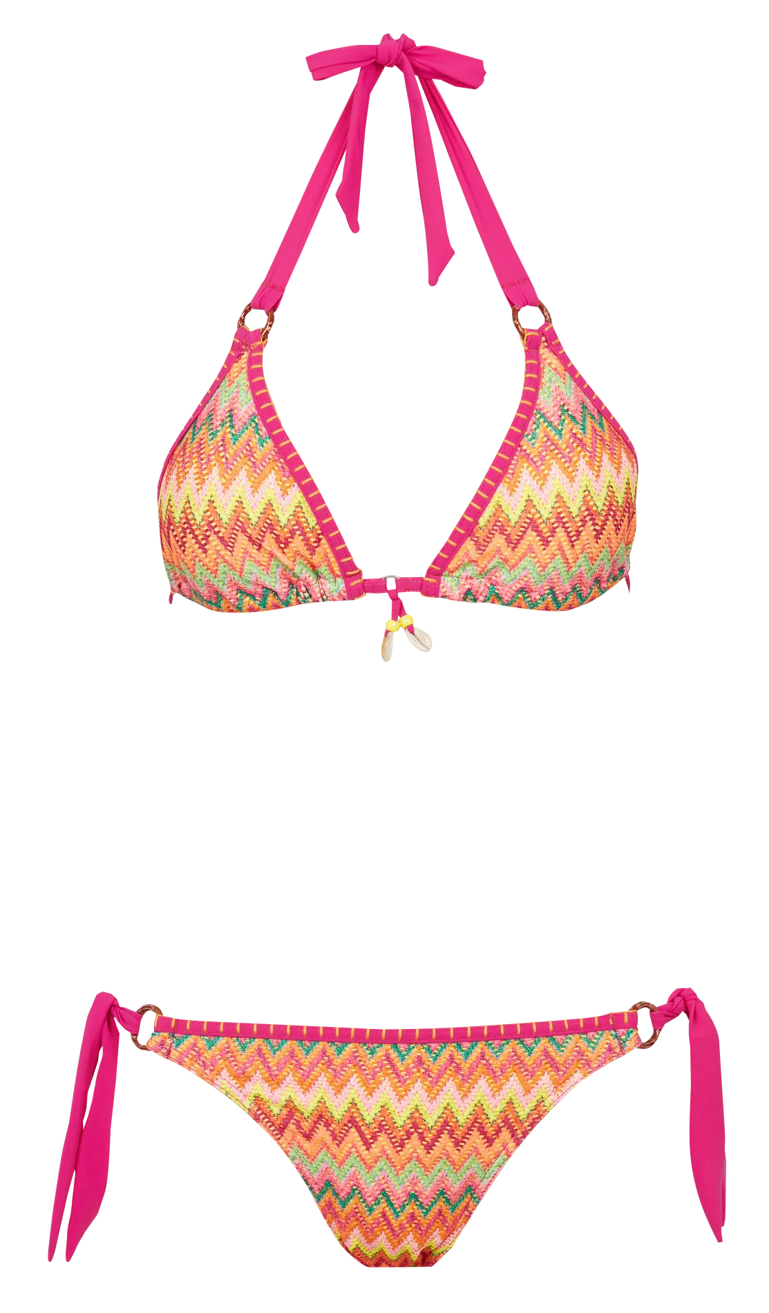 BANANA MOON LIKOSIMA ATOA - Conjunto de bikini de triángulo bordado en naranja