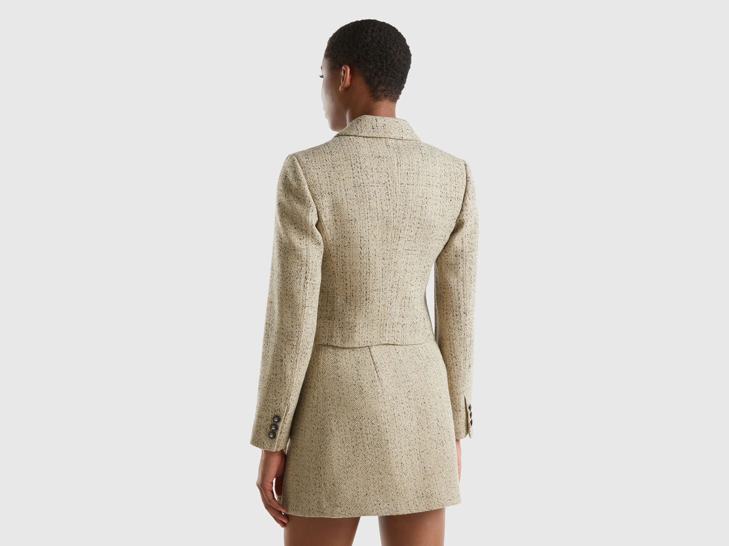 Blazer cropped de tweed