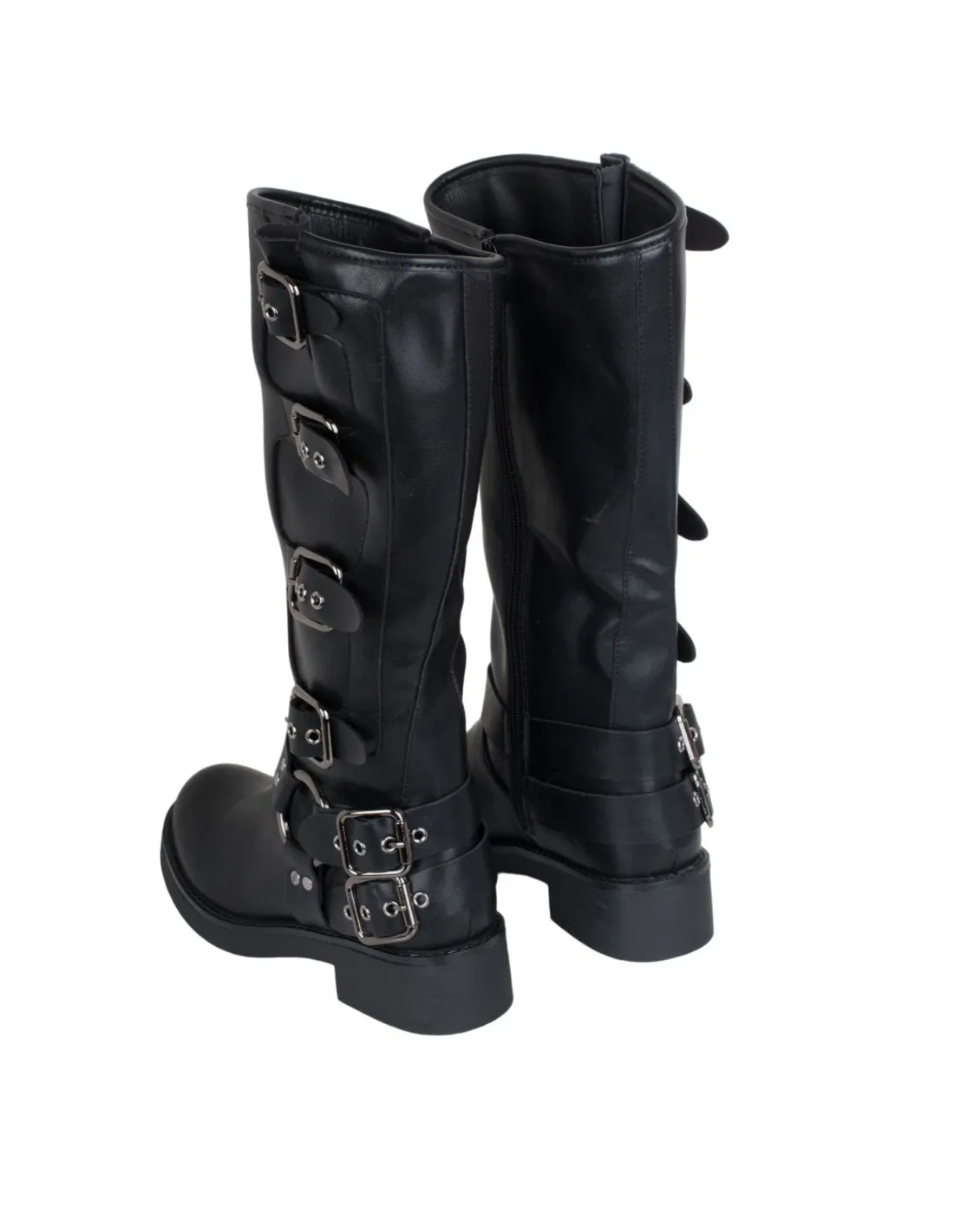Botas Moteras Altas Hebillas Negras