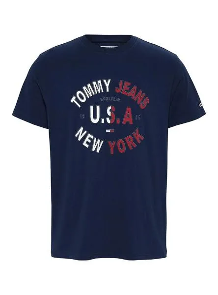 camiseta tommy jeans arched azul para hombre