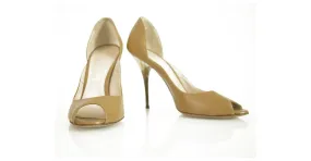 Casadei Cuero Beige Efecto mármol Tacones altos Peep Toe Pumps Talla de zapatos 8 