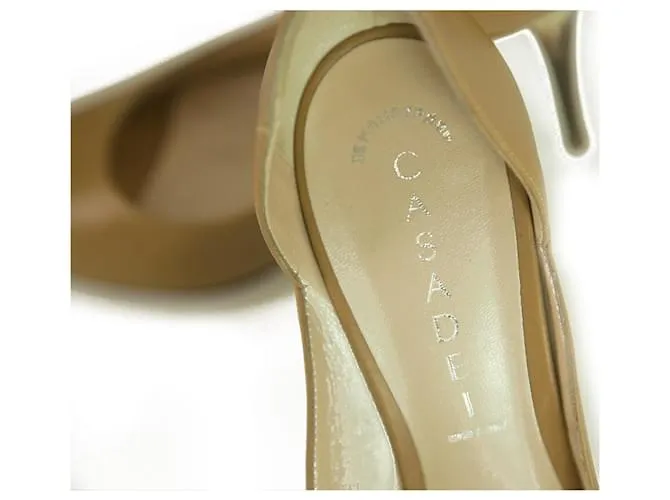 Casadei Cuero Beige Efecto mármol Tacones altos Peep Toe Pumps Talla de zapatos 8 