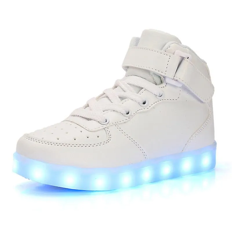 Children's Hi-Top LED Light Up Sneakers USB Rechargeable Glowing Luminous Shoes