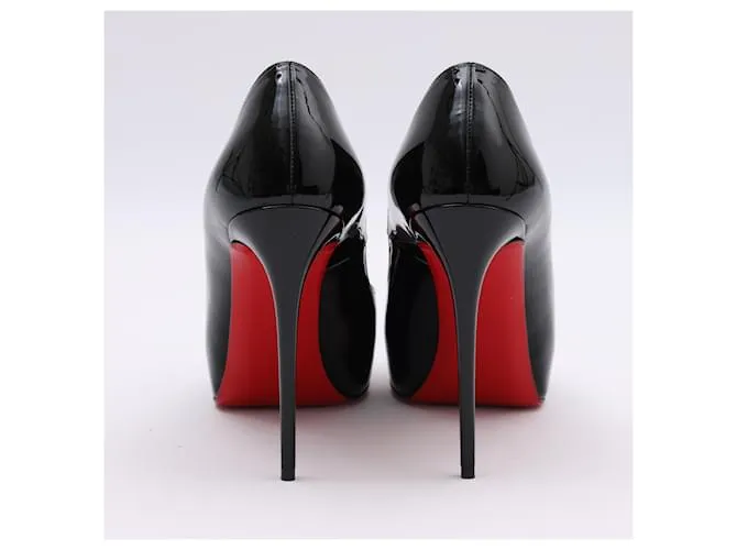 Christian Louboutin Tacones Peep Toe de Charol Negro Very Prive Talla 37,5 