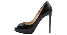 Christian Louboutin Tacones Peep Toe de Charol Negro Very Prive Talla 37,5 