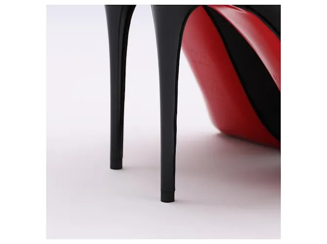 Christian Louboutin Tacones Peep Toe de Charol Negro Very Prive Talla 37,5 