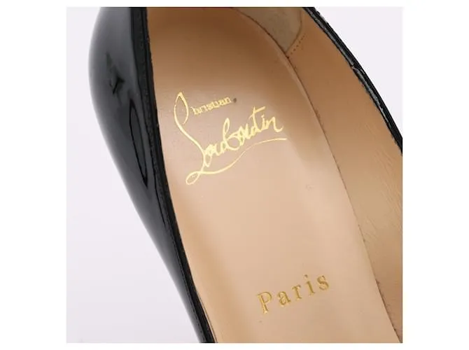 Christian Louboutin Tacones Peep Toe de Charol Negro Very Prive Talla 37,5 