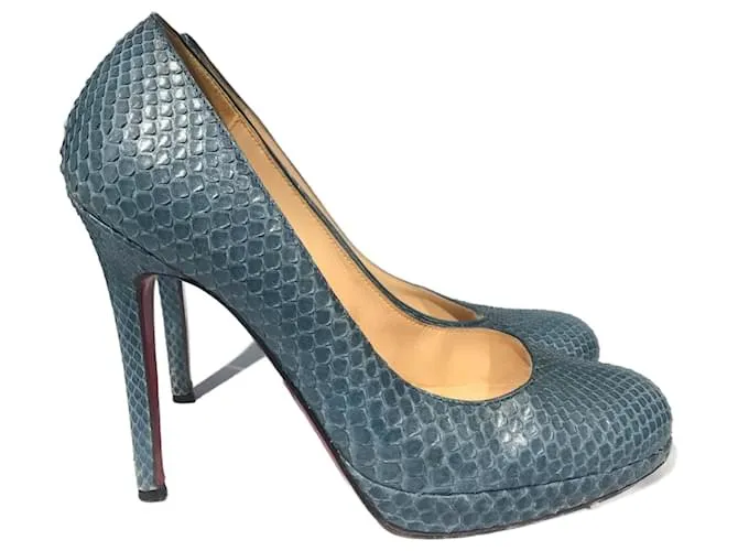 CHRISTIAN LOUBOUTIN Tacones T.UE 35.5 Pieles exóticas Azul 