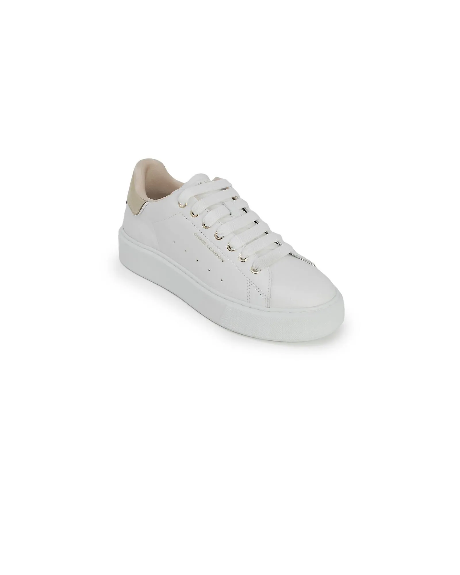 Crime London Gold Leather Lace-up Sneakers with Rubber Sole