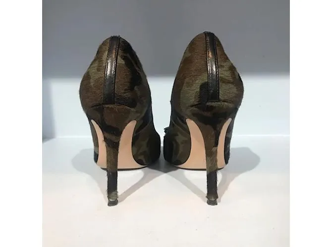 GIANVITO ROSSI Tacones T.UE 35.5 Piel de becerro estilo potro Caqui 