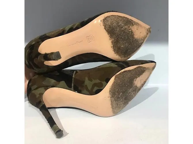 GIANVITO ROSSI Tacones T.UE 35.5 Piel de becerro estilo potro Caqui 