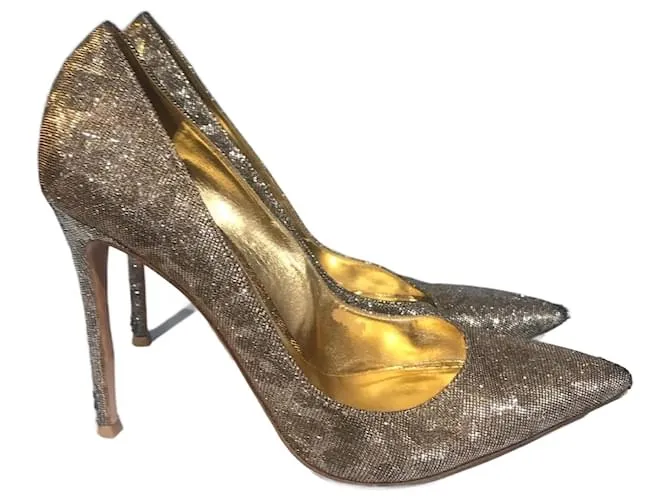 GIANVITO ROSSI Tacones T.UE 41 Resplandecer Dorado 