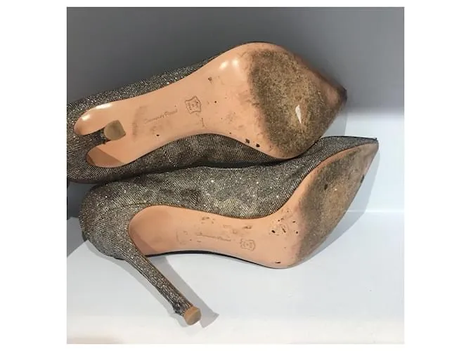 GIANVITO ROSSI Tacones T.UE 41 Resplandecer Dorado 