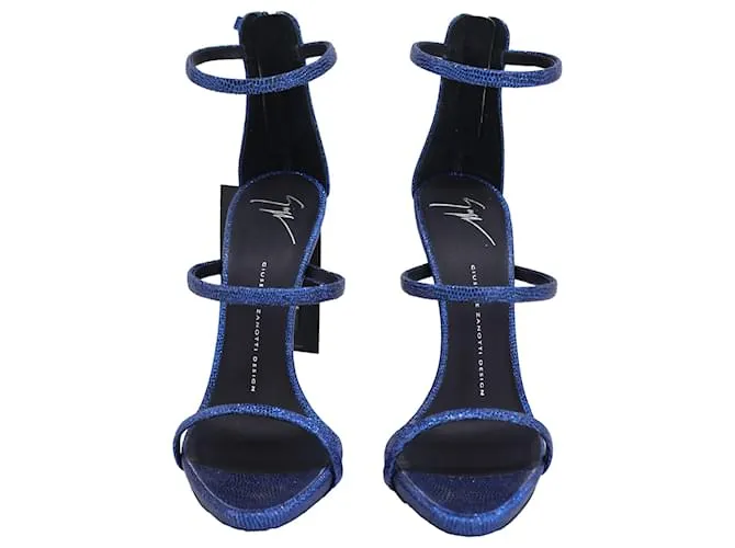 Giuseppe Zanotti Tacones Altos Harmony en Cuero Azul 