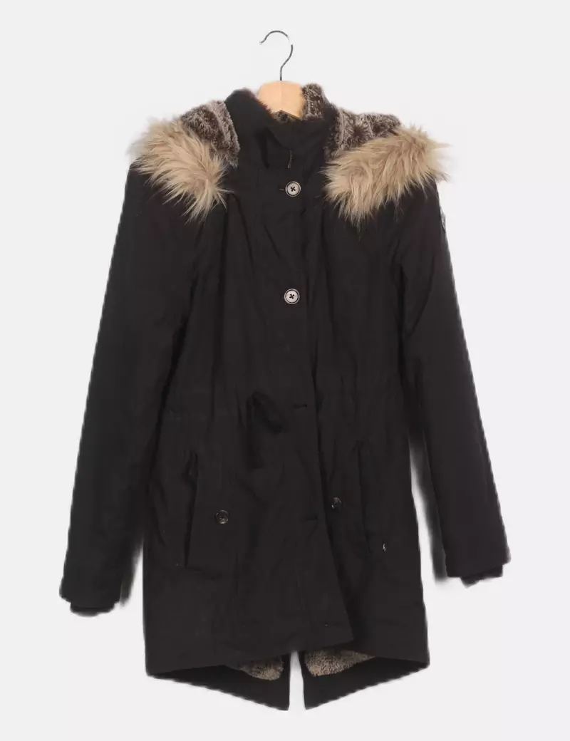 Hollister Parka negra acolchada