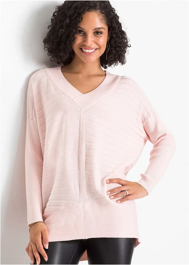 Jersey oversize acanalado Rosa