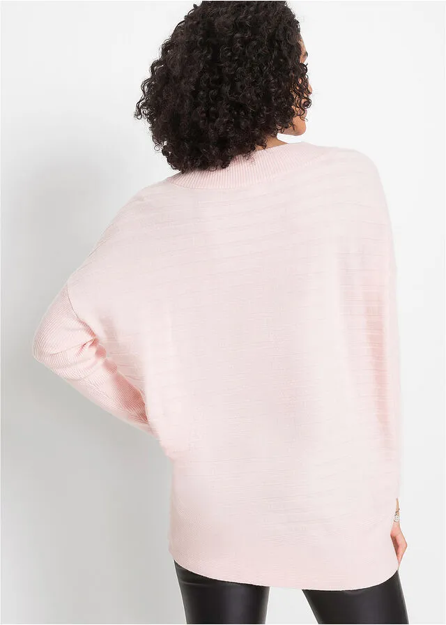 Jersey oversize acanalado Rosa