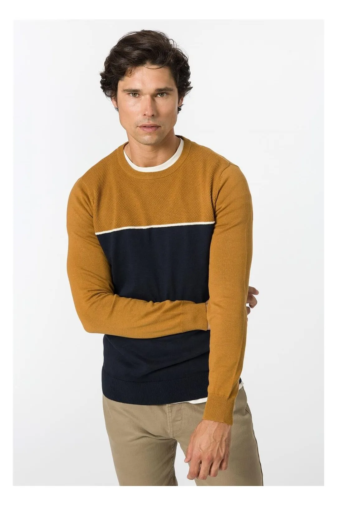 Jersey punto hombre Mangoli camel