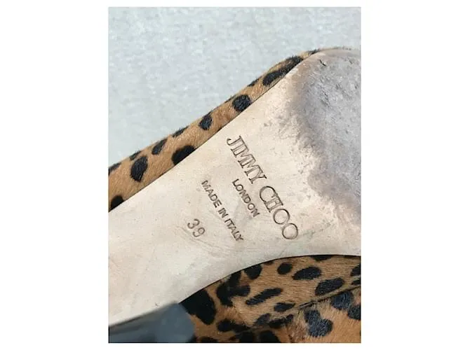 JIMMY CHOO Tacones T.UE 39 Piel de becerro estilo potro Beige 