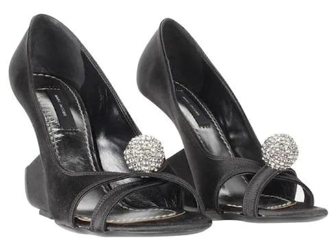 MARC JACOBS Tacones con detalles de bolas de cristal y satén Negro 