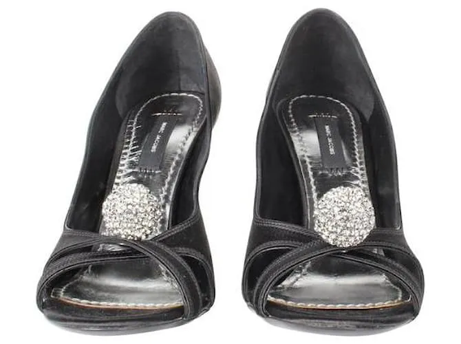 MARC JACOBS Tacones con detalles de bolas de cristal y satén Negro 