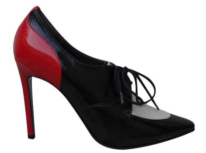 Michel Perry Tacones Negro Roja Crudo 