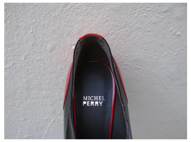 Michel Perry Tacones Negro Roja Crudo 