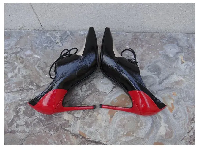 Michel Perry Tacones Negro Roja Crudo 