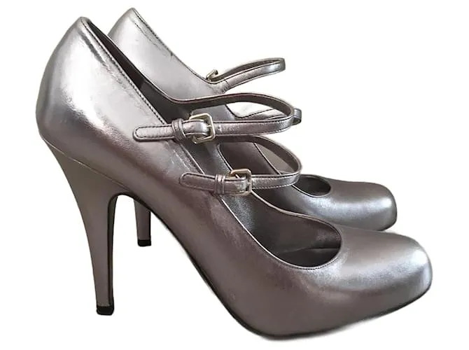 Miu Miu MIU Tacones MIU T.UE 36.5 Cuero Plata 