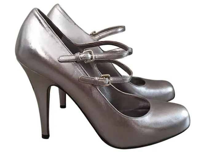 Miu Miu MIU Tacones MIU T.UE 36.5 Cuero Plata 