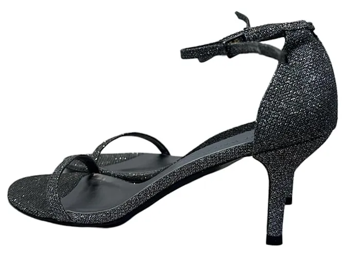 Negro Stuart Weitzman Tacones con tira al tobillo con purpurina Talla 39 