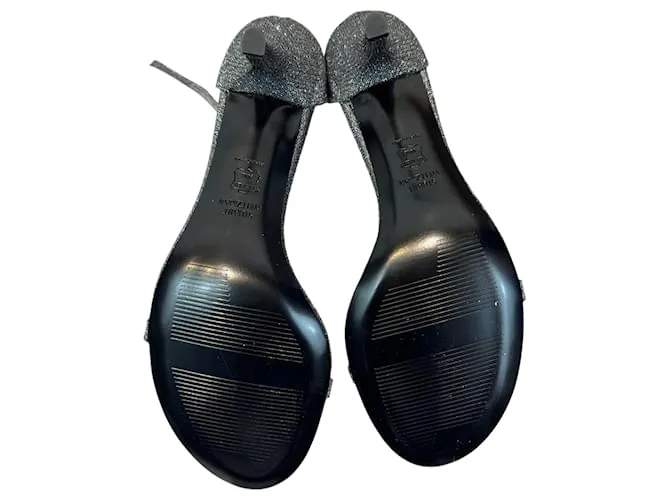 Negro Stuart Weitzman Tacones con tira al tobillo con purpurina Talla 39 