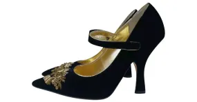 NWOB Dolce & Gabbana Runway Negro Dorado Tacones Mary Jane de noche 