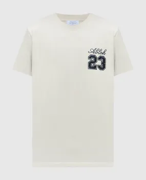 Off-White Beige t-shirt with 23 Logo embroidery