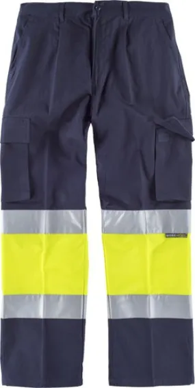 Pantalón combinado con cintura elástica Marino Amarillo