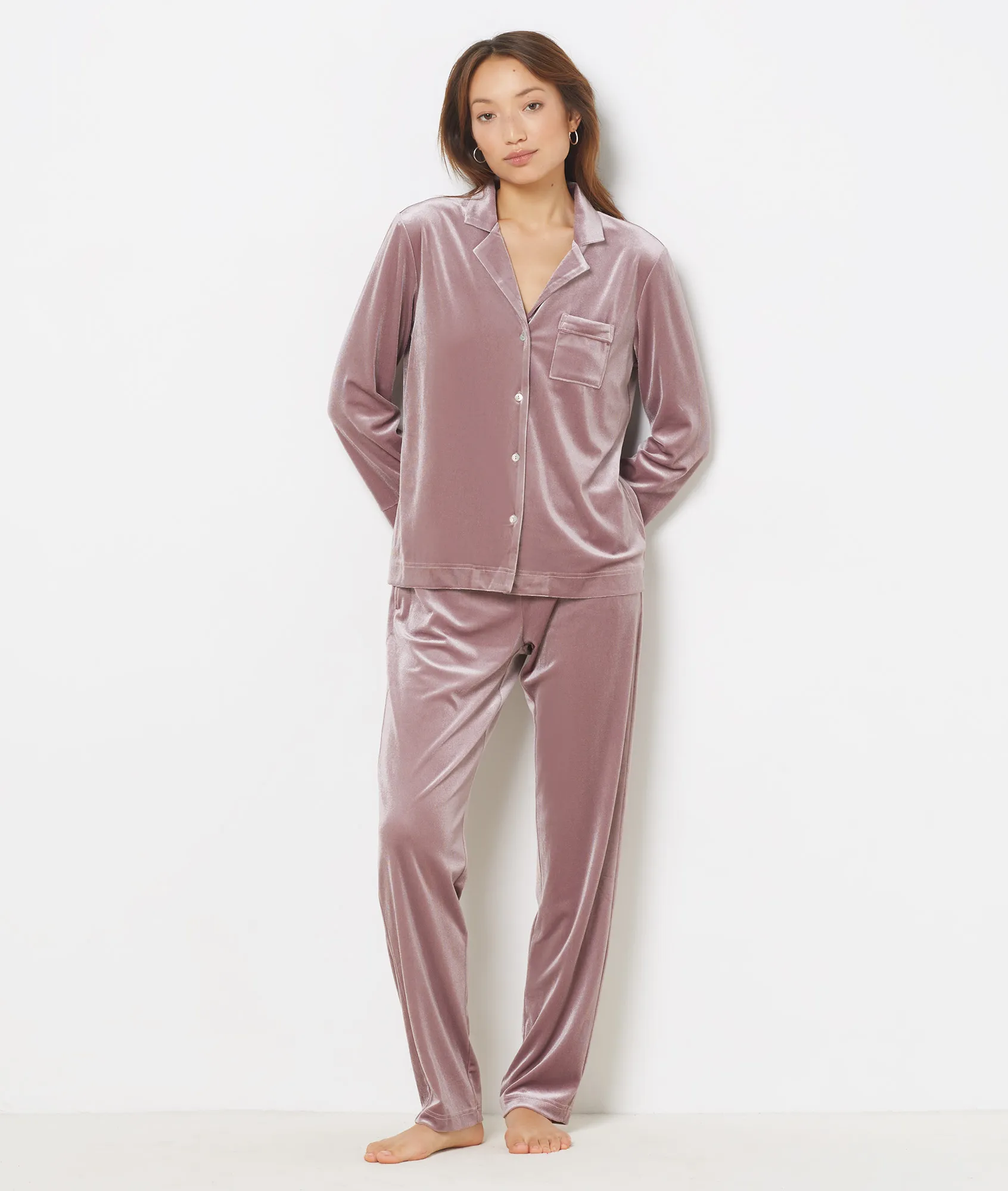 Pantalón pijama de terciopelo BELLAH MAUVE - ETAM