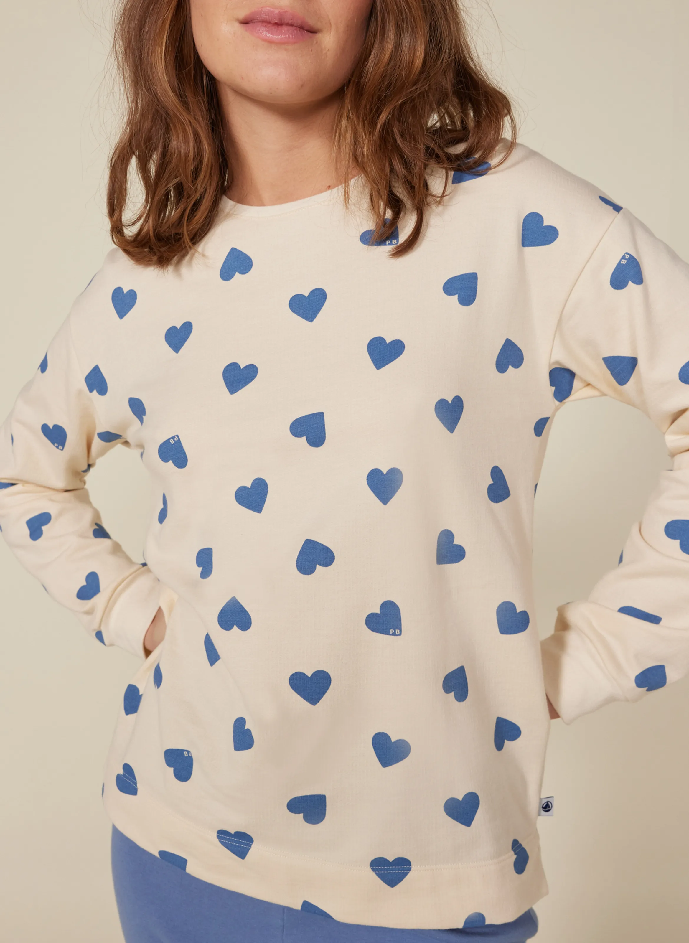 PETIT BATEAU Camiseta de pijama estampada de algodón en azul