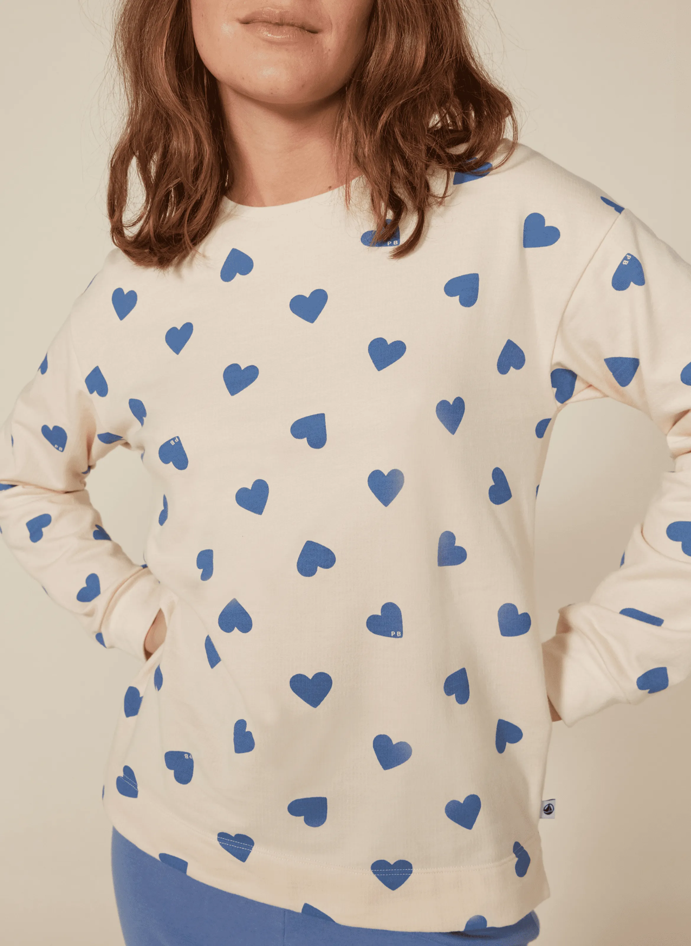 PETIT BATEAU Camiseta de pijama estampada de algodón en azul