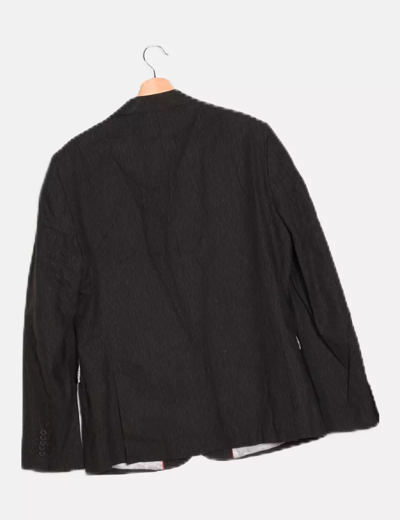 Primark Blazer negra estampado rayas