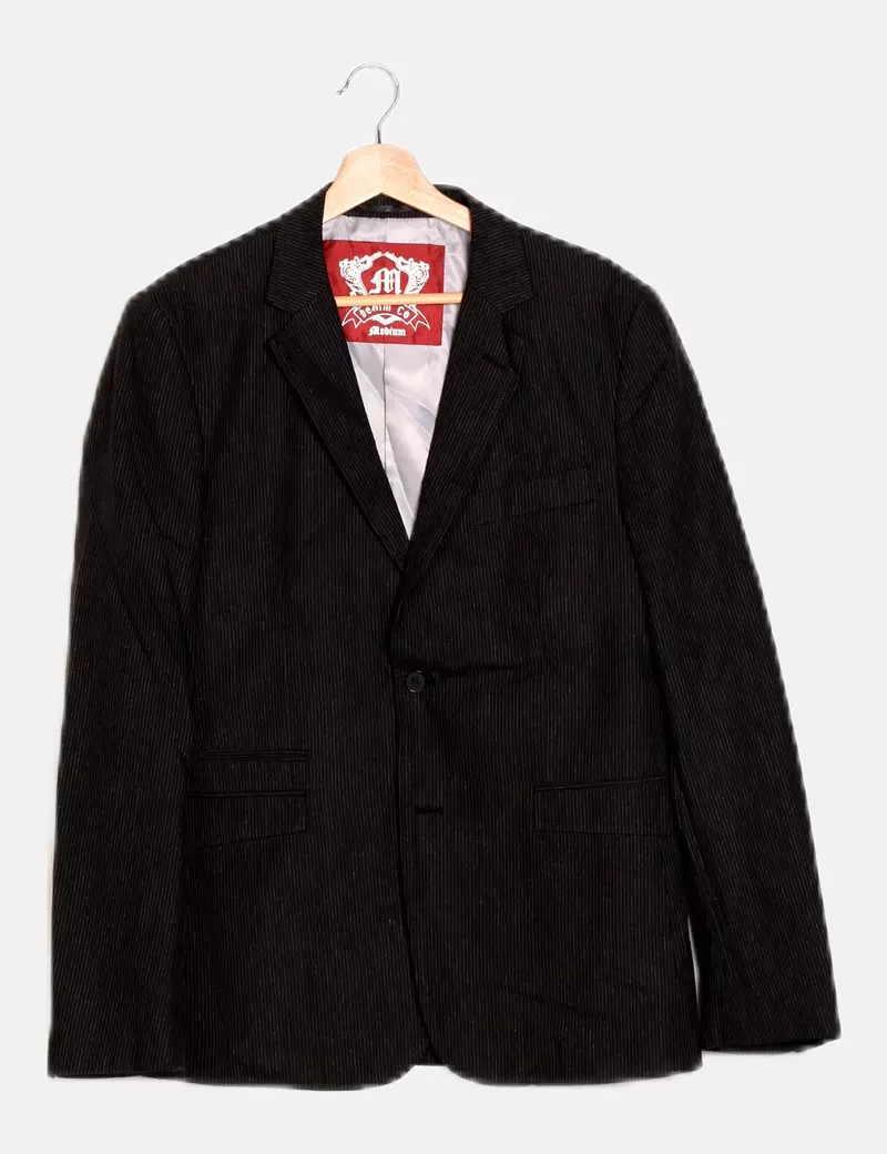 Primark Blazer negra estampado rayas