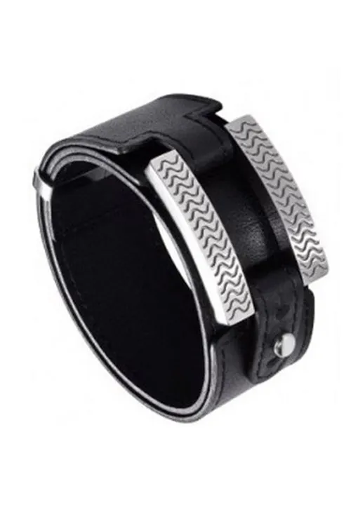 Pulsera brazalete Viceroy en acero y cuero negro 152_2186P01010