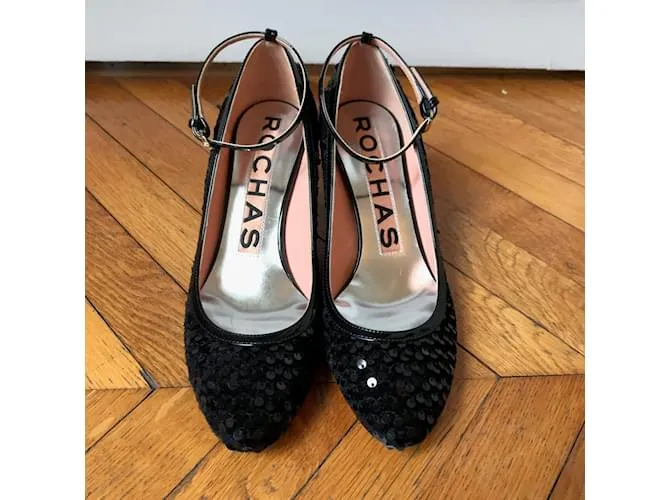 ROCHAS Tacones T.UE 37 cuero Negro 