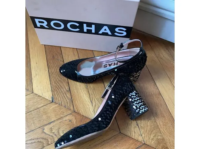 ROCHAS Tacones T.UE 37 cuero Negro 